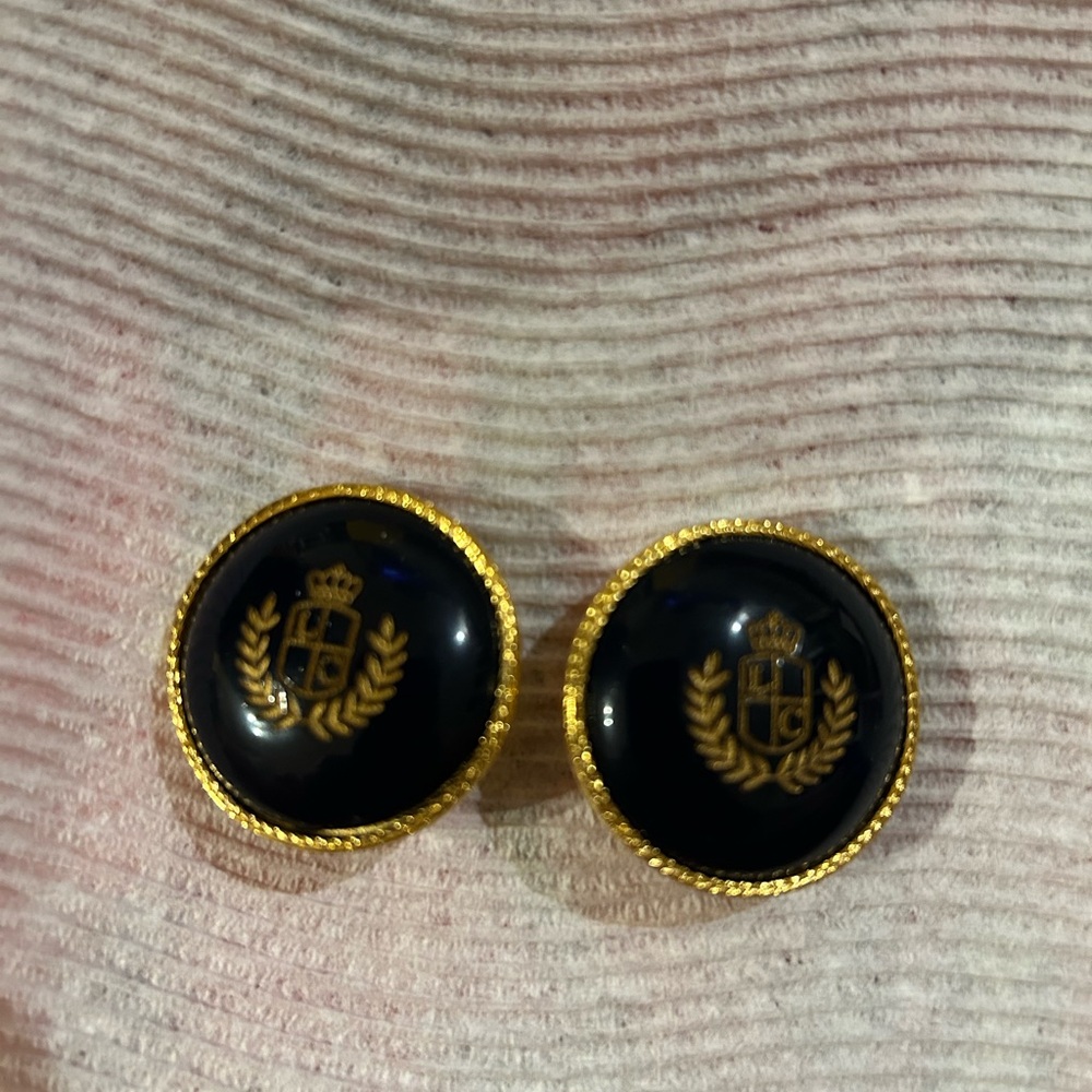 Gold and Black Crest Earrings